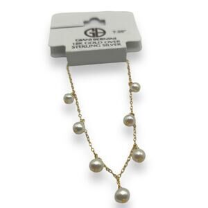 NWT Macy's Cultured Freshwater Pearl Dangle 18K Gold Sterling Silver Bracelet